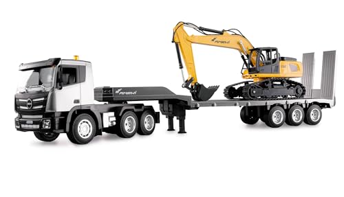 Amewi Set 2 in 1 camion con piano profondo ed escavatore 1:24 RTR telecomandato...