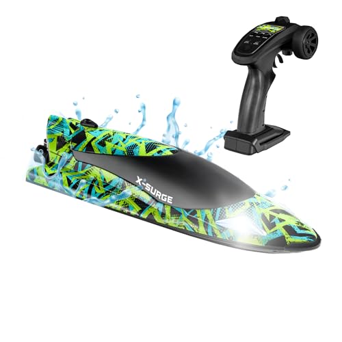 OVERMAX X-SURGE Barca da Corsa RC Telecomandata con Luce LED 35 km/h 1200 mAh...