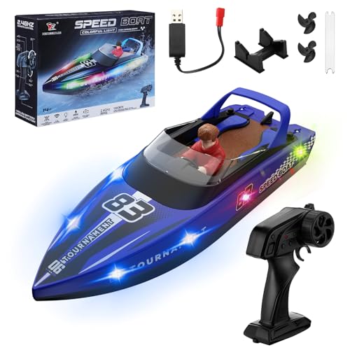 Snorthy Barca Telecomandata con Luce LED Ricaricabile Barca RC per Bambini...