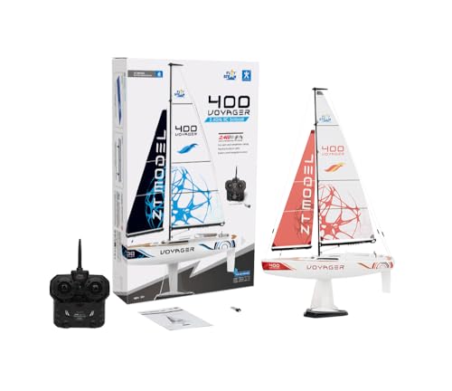 PLAYSTEM Voyager 400 Barca a Vela RC a Vento in Rosso - 66 cm di Altezza