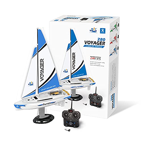 PLAYSTEAM Voyager 280 RC Controlled Wind Powered Sailboat in Blue - 17.5' Tall