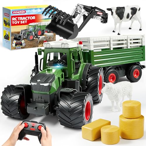 SYNCFUN Set di giocattoli trattore telecomandato grande veicolo agricolo con...