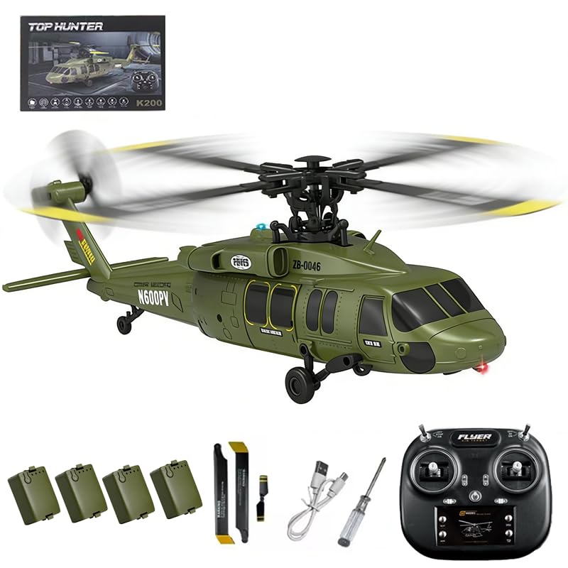 Meiurlex Black Hawk K200 UH-60 Elicottero RC con giroscopio a 6 assi, elicottero...
