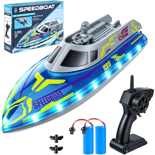 Yaskyly Barca Telecomandata, Barca RC con luce LED per Bambini, 30+ Minuti, 25+...