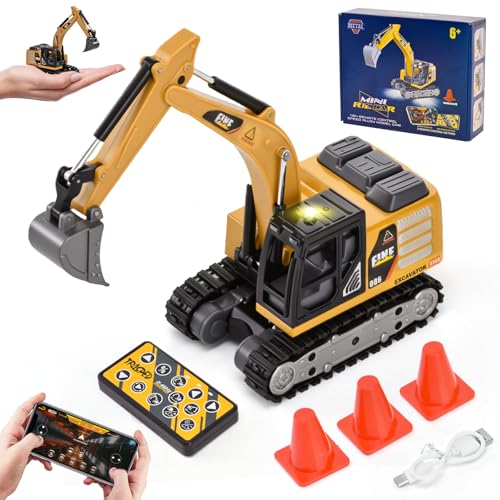 LTFIOON Mini Escavatore Telecomandato, 1:64 Escavatore RC Giocattolo in Metallo...