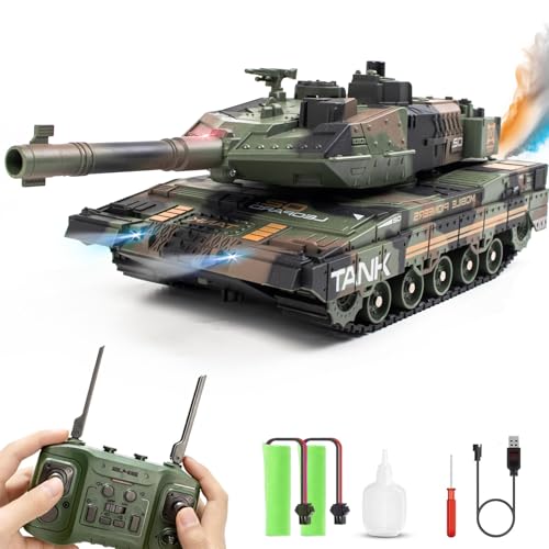 Hitish Serbatoio RC che spara per bambini e adulti, 2.4G telecomando Army Tank...